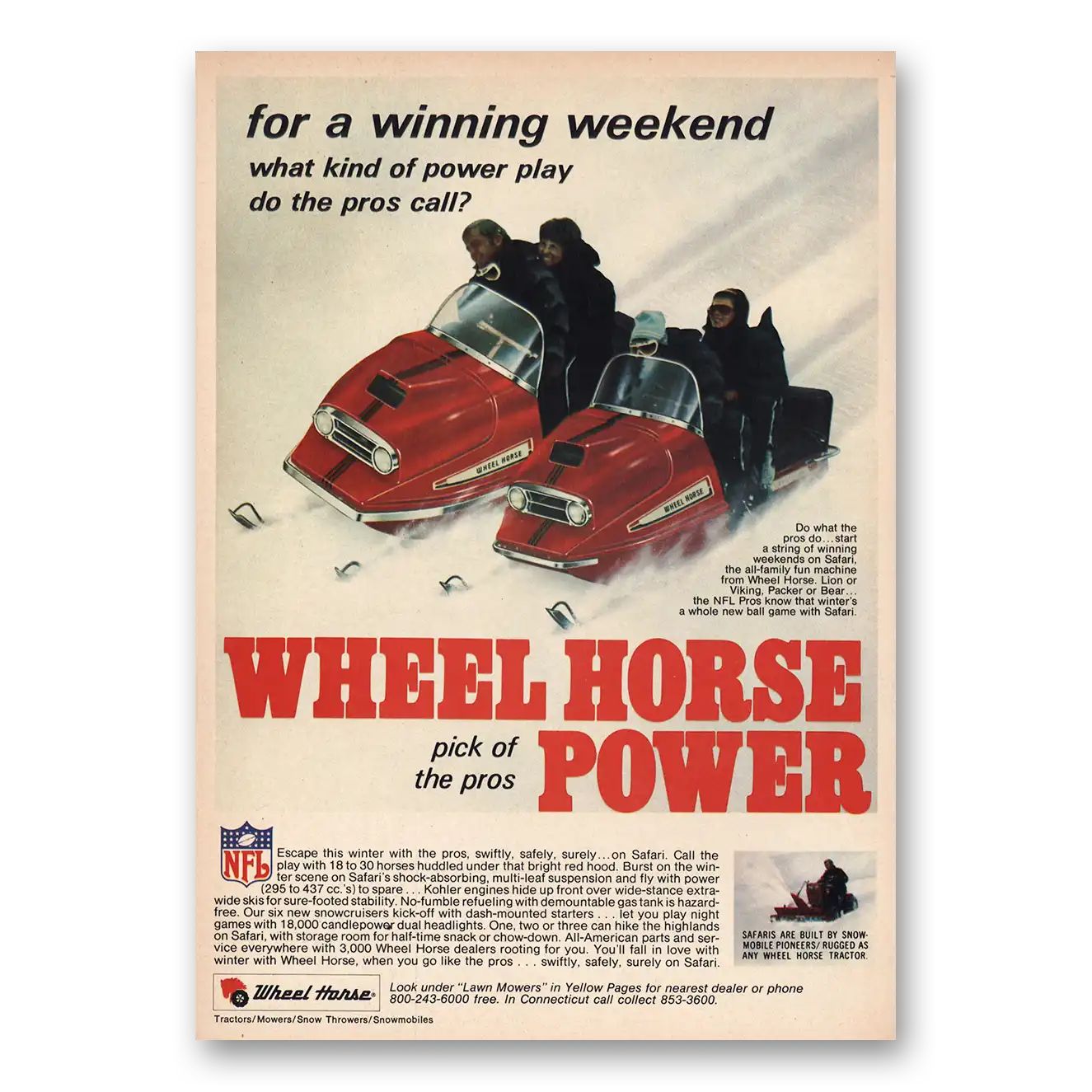 1969 Wheel Horse Winning Weekend Vintage Magazine Print Ad