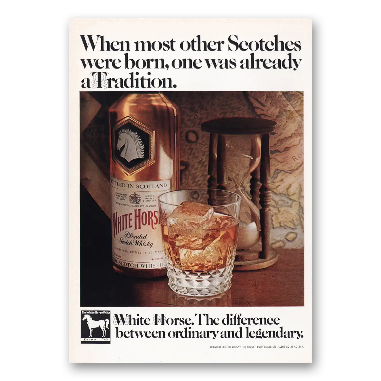 1969 White Horse Scotch Whisky One Was Already a Tradition Vintage Magazine Print Ad