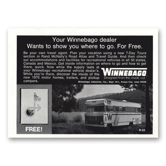 1969 Winnebago Motor Home Wants To Show You Where To Go Vintage Magazine Print Ad