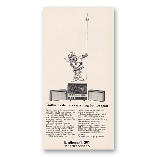 1969 Wollensak Tape Recorder Delivers Everything But the Spear Vintage Magazine Print Ad