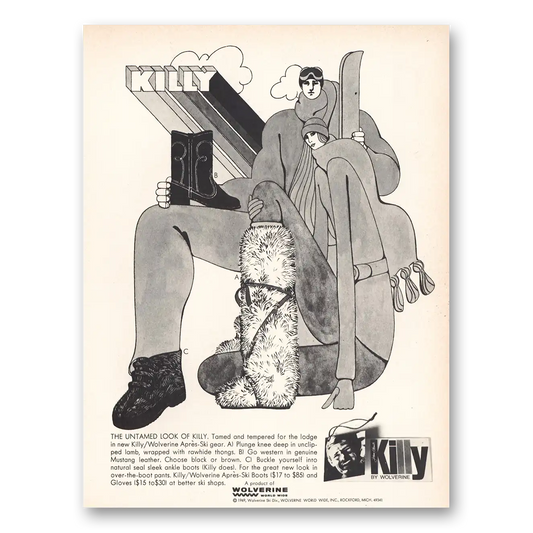 1969 Wolverine Ski Gear Untamed Look of Killy Vintage Magazine Print Ad