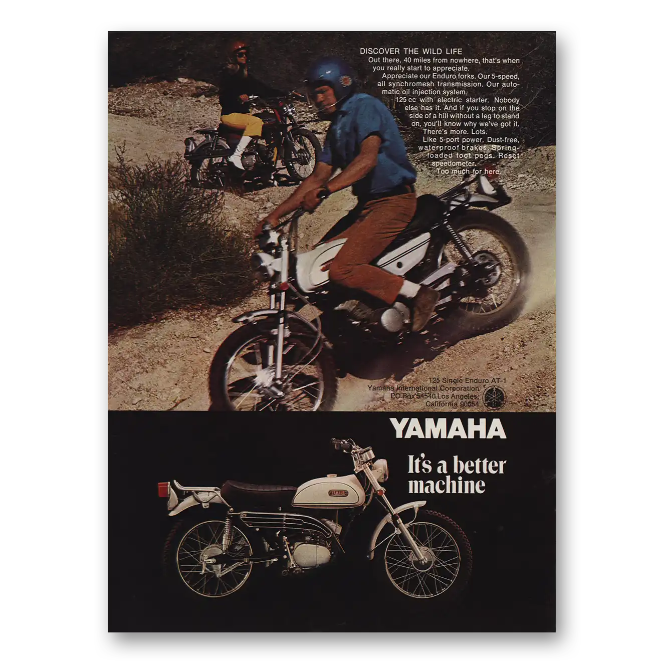 1969 Yamaha Motorcycles Enduro Discover the Wild Life Vintage Magazine Print Ad