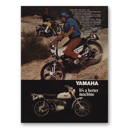 1969 Yamaha Motorcycles Enduro Discover the Wild Life Vintage Magazine Print Ad