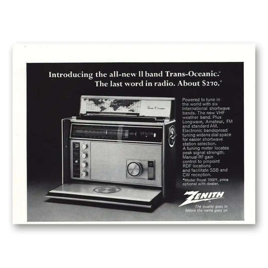 1969 Zenith Radio Last Word in Radio Vintage Magazine Print Ad