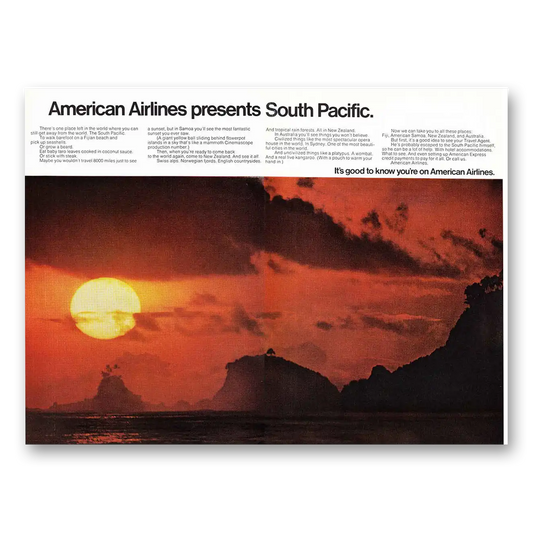 1970 American Airlines Presents South Pacific Vintage Magazine Print Ad