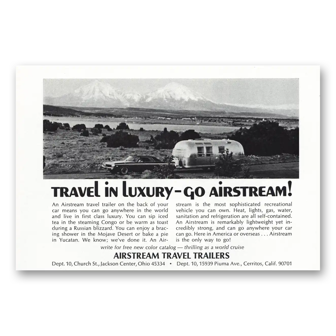 1970 Airstream Trailers Mountain Range Vintage Magazine Print Ad