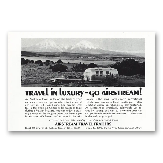 1970 Airstream Trailers Mountain Range Vintage Magazine Print Ad