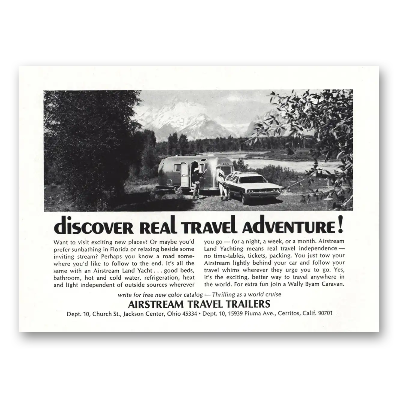 1970 Airstream Trailers Real Travel Adventure Lake Vintage Magazine Print Ad