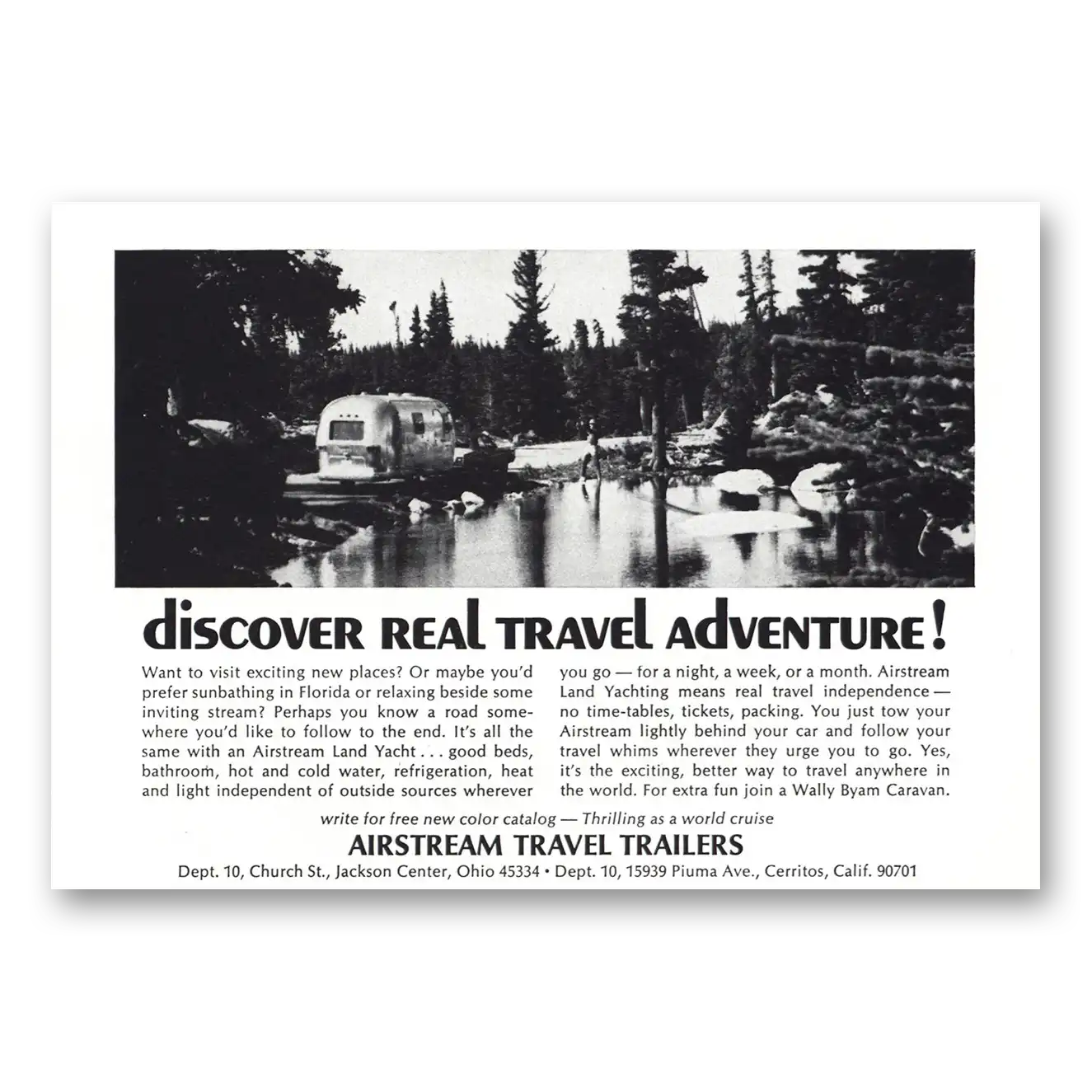 1970 Airstream Trailers Lake Trees Exciting New Places Vintage Magazine Print Ad