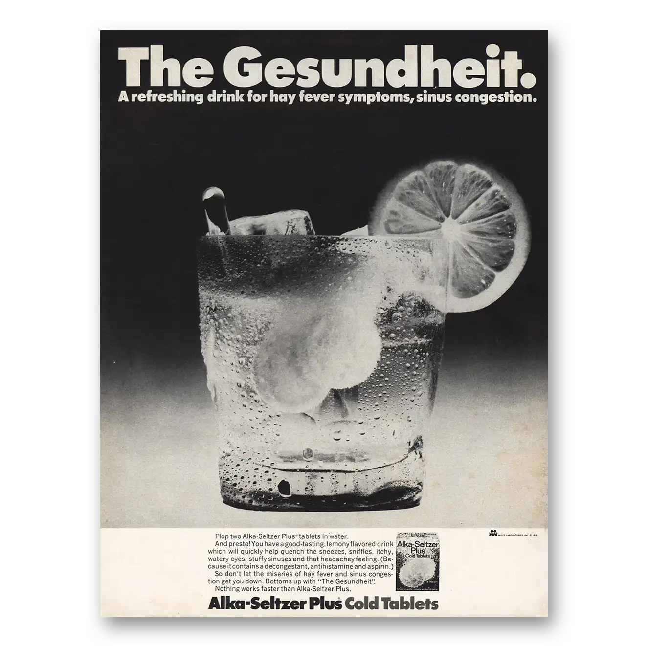 1970 Alka Seltzer Gesundheit Vintage Magazine Print Ad