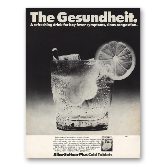 1970 Alka Seltzer Gesundheit Vintage Magazine Print Ad