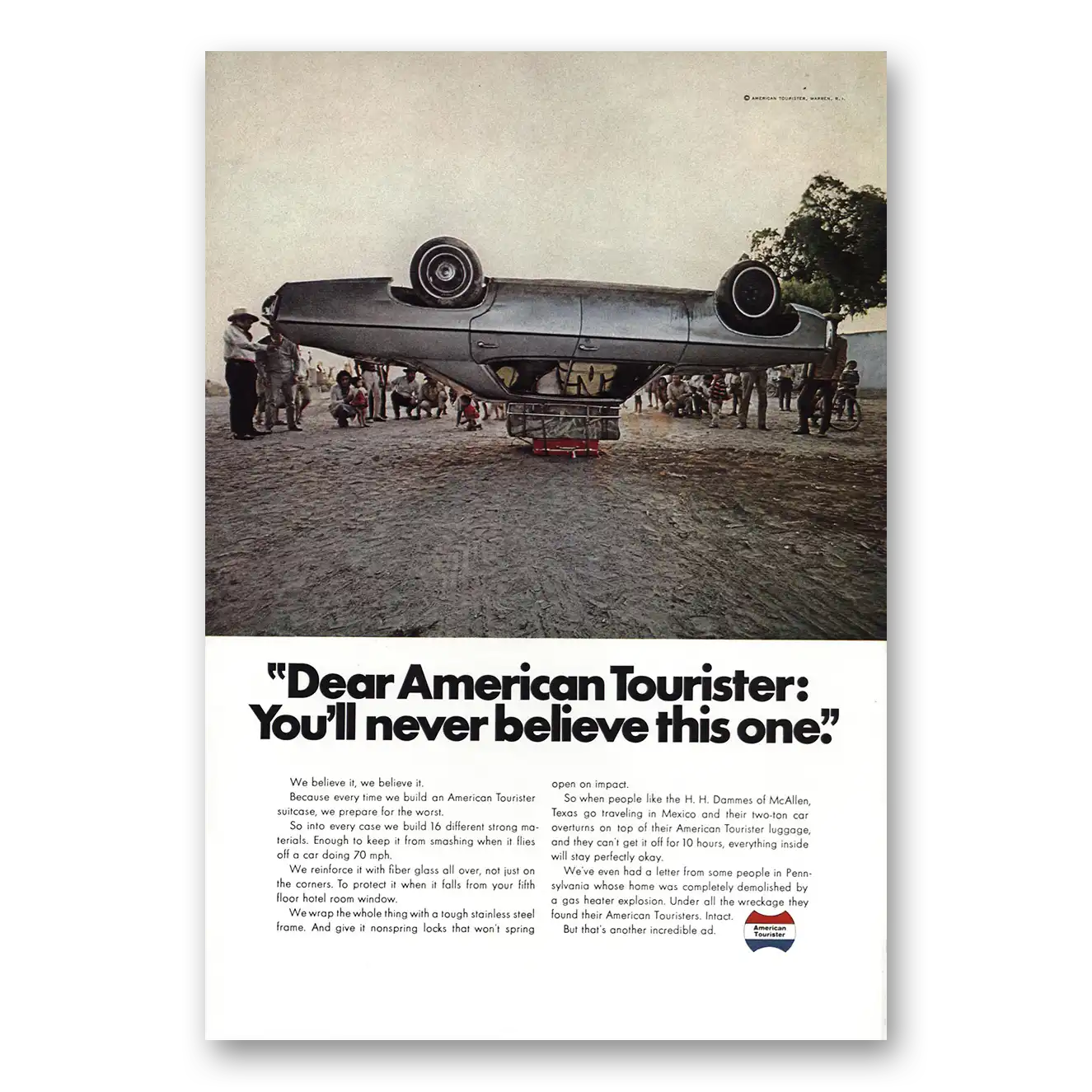 1970 American Tourister Luggage Never Believe This One Vintage Magazine Print Ad