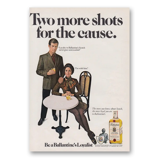 1970 Ballantines Ale Two More Shots for the Cause Vintage Magazine Print Ad