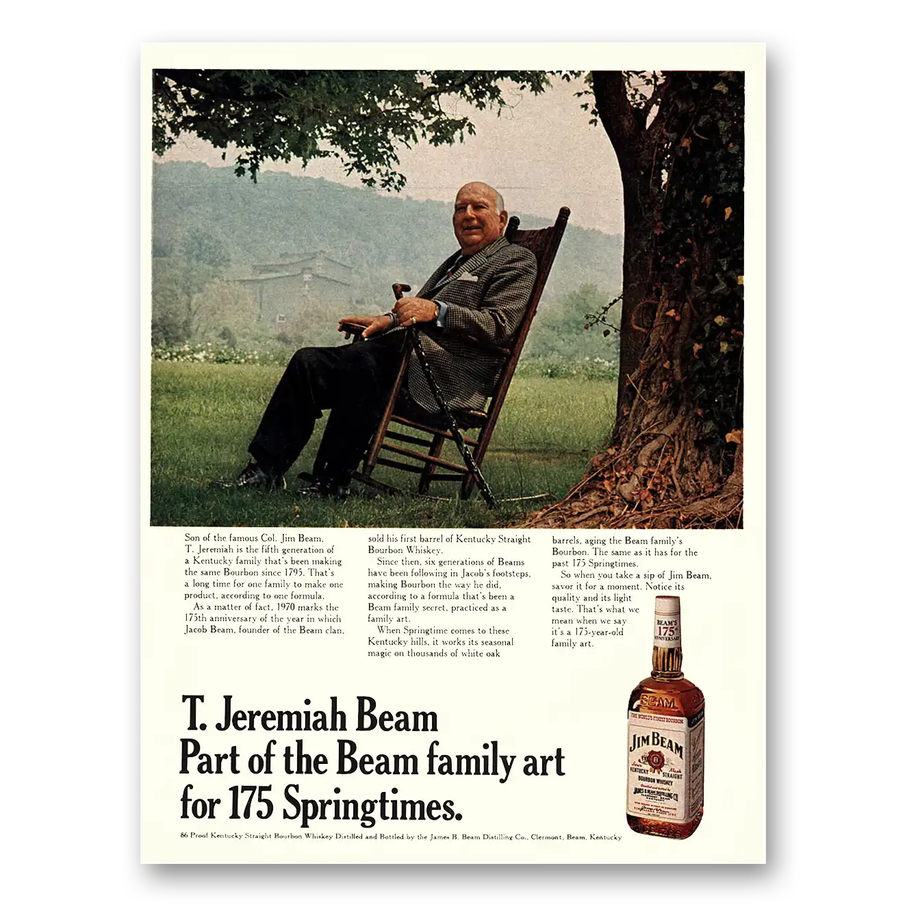 1970 Jim Beam T Jeremiah Beam Part of the Beam Family Vintage Magazine Print Ad