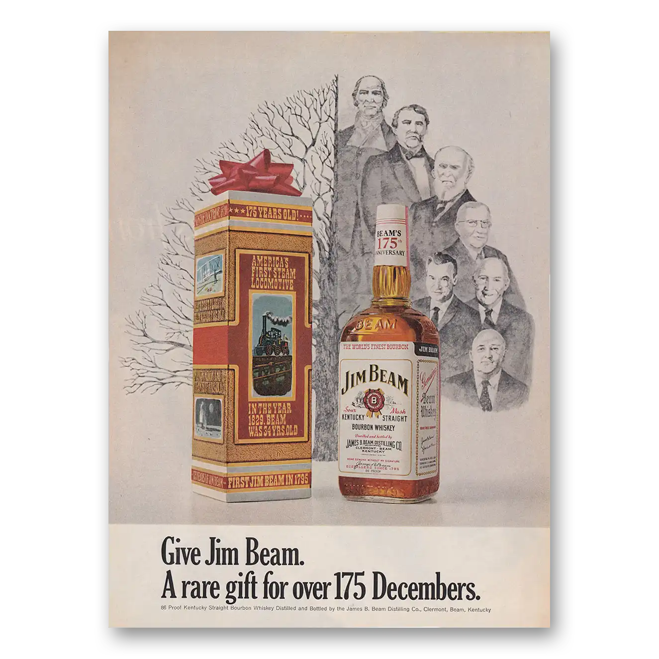 1970 Jim Beam Rare Gift for Over 175 Decembers Vintage Magazine Print Ad