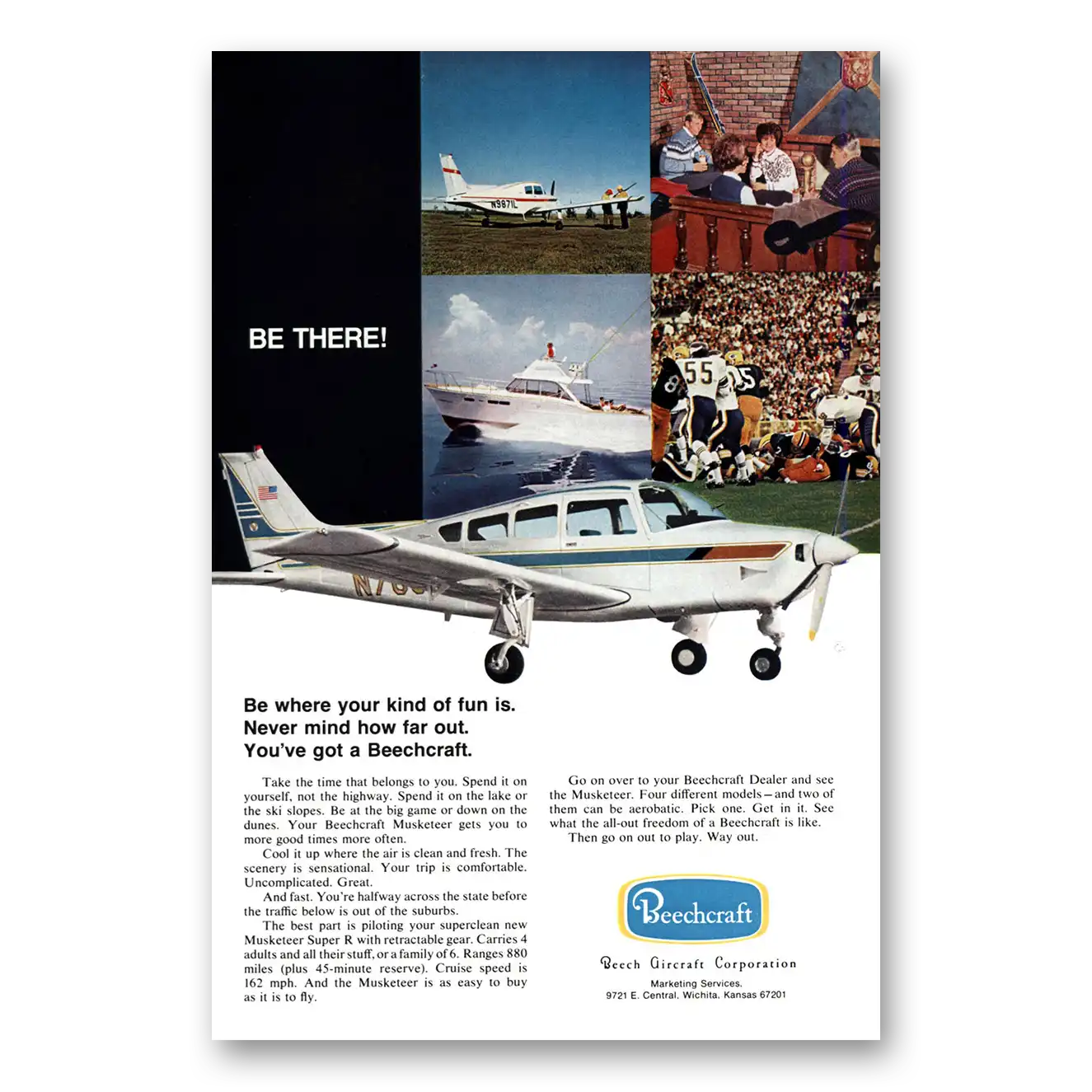 1970 Beechcraft Muskateer Your Kind of Fun Vintage Magazine Print Ad