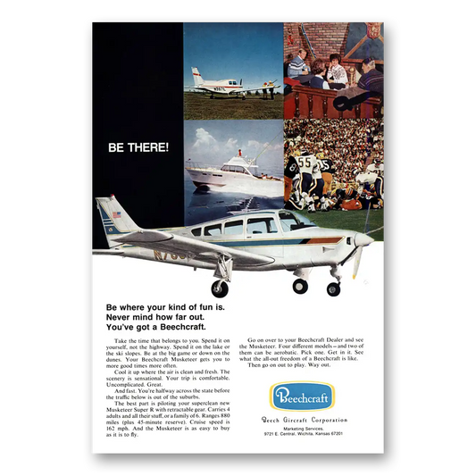 1970 Beechcraft Muskateer Your Kind of Fun Vintage Magazine Print Ad