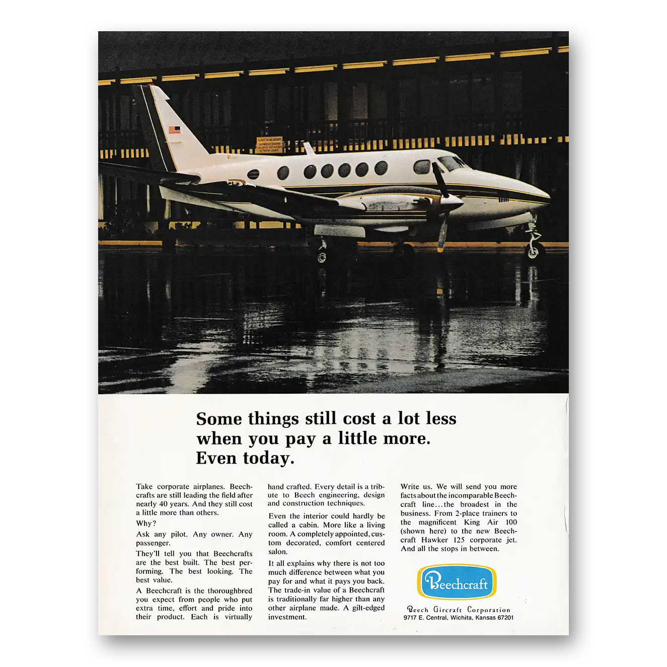 1970 Beechcraft Some Things Still Cost a Lot Less Vintage Magazine Print Ad