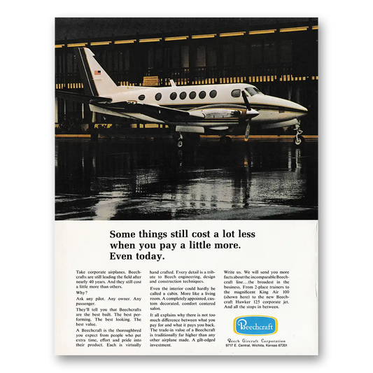 1970 Beechcraft Some Things Still Cost a Lot Less Vintage Magazine Print Ad