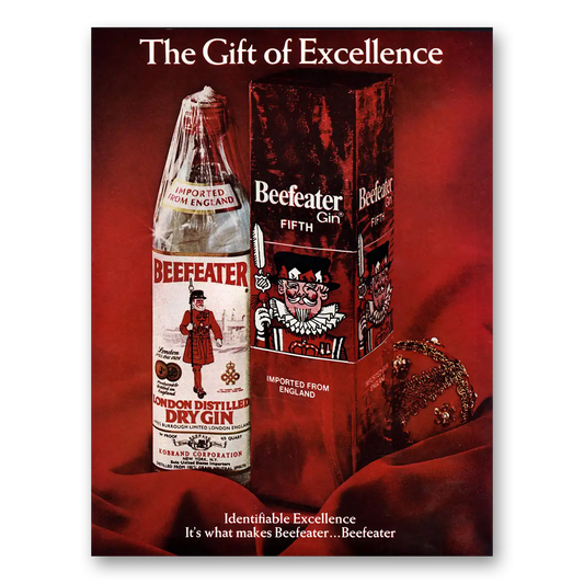 1970 Beefeater Gift of Excellence Vintage Magazine Print Ad