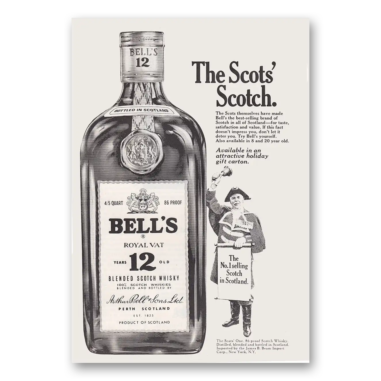 1970 Jim Beam Bells Scotch The Scots Scotch Vintage Magazine Print Ad