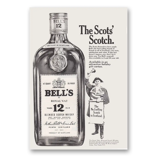 1970 Jim Beam Bells Scotch The Scots Scotch Vintage Magazine Print Ad