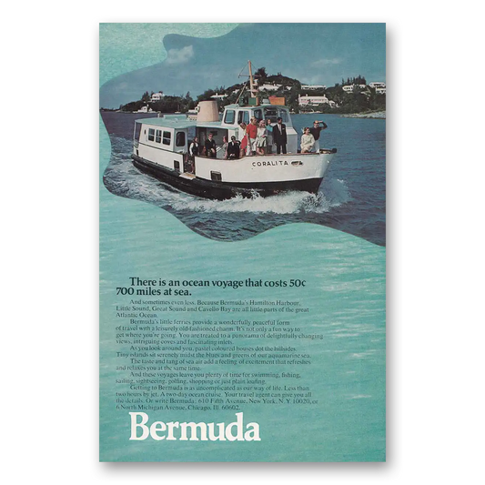 1970 Bermuda Ocean Voyage Coralita Vintage Magazine Print Ad