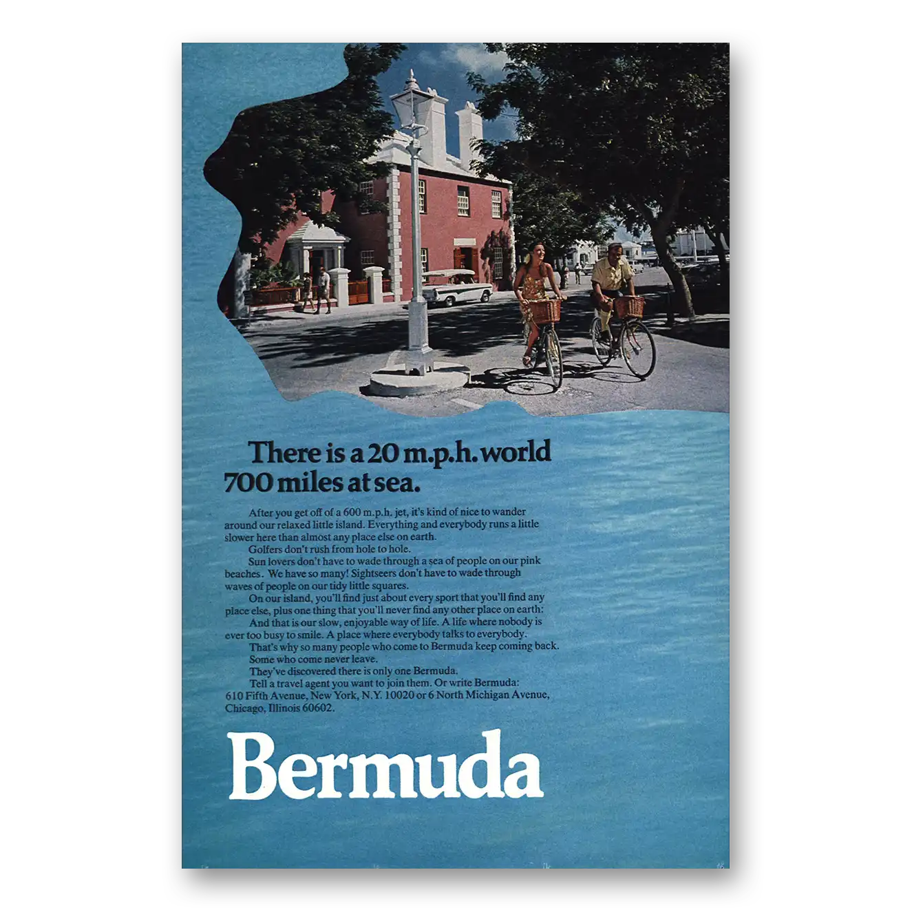 1970 Bermuda 20mph World Vintage Magazine Print Ad