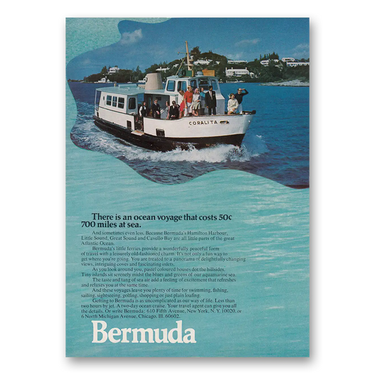 1970 Bermuda There Is An Ocean Voyage Vintage Magazine Print Ad