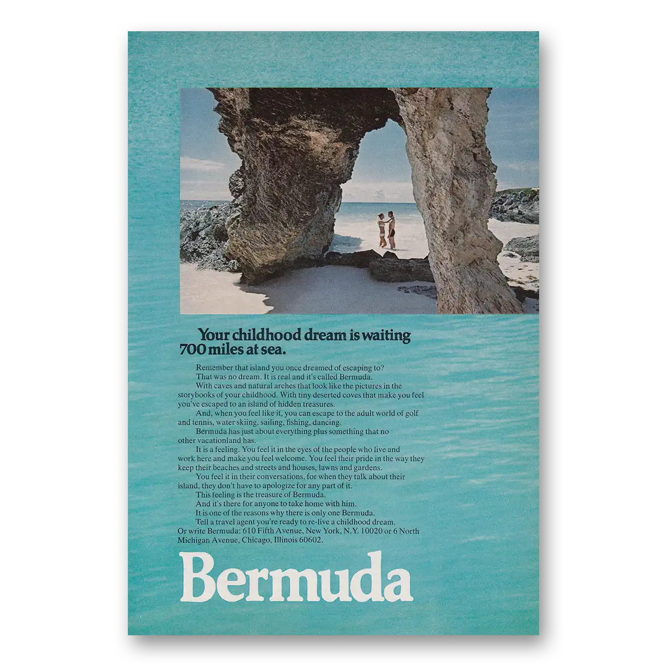 1970 Bermuda Your Childhood Dream Is Waiting Vintage Magazine Print Ad