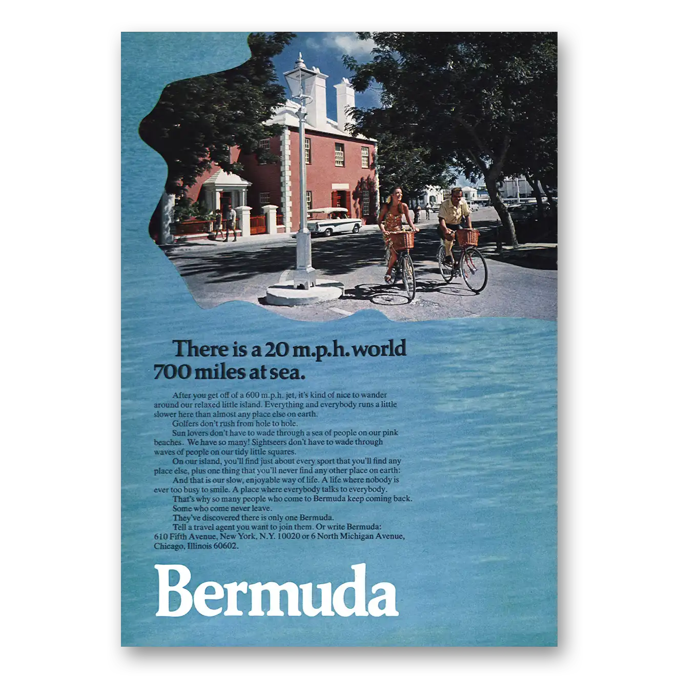 1970 Bermuda There Is 20 mph World Vintage Magazine Print Ad