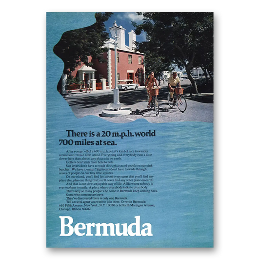 1970 Bermuda There Is 20 mph World Vintage Magazine Print Ad