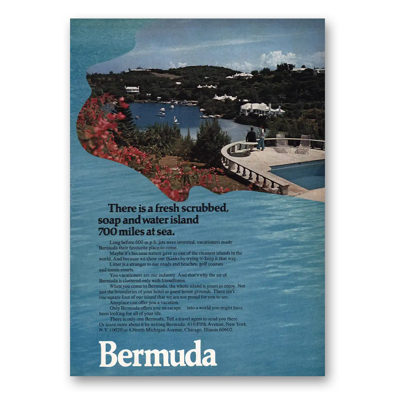 1970 Bermuda Fresh Scrubbed Soap Water Island Vintage Magazine Print Ad