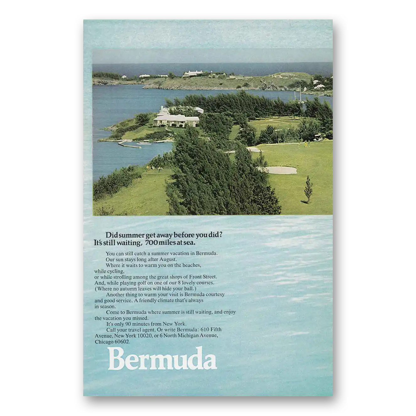 1970 Bermuda Did Summer Get Away Vintage Magazine Print Ad