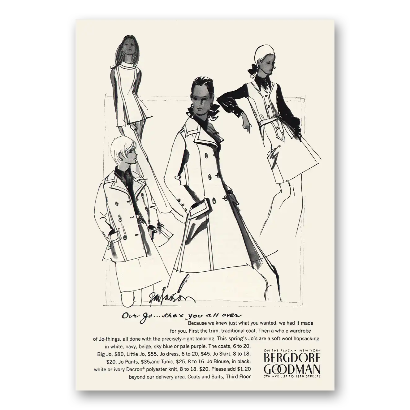 1970 Bergdorf Goodman Shes You All Over Vintage Magazine Print Ad