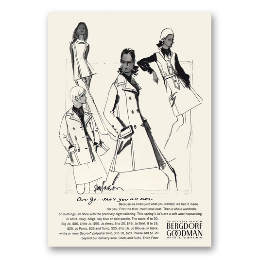 1970 Bergdorf Goodman Shes You All Over Vintage Magazine Print Ad