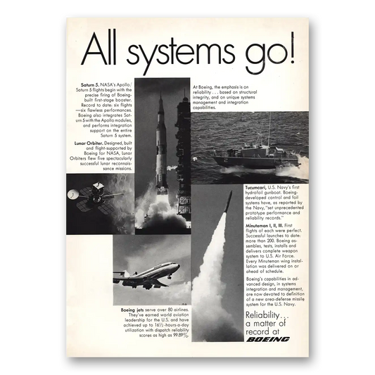 1970 Boeing All Systems Go Vintage Magazine Print Ad