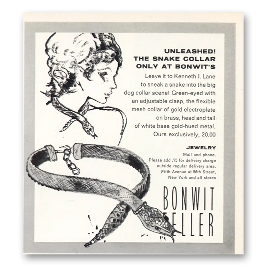 1970 Bonwit Teller Unleashed Snake Collar Vintage Magazine Print Ad