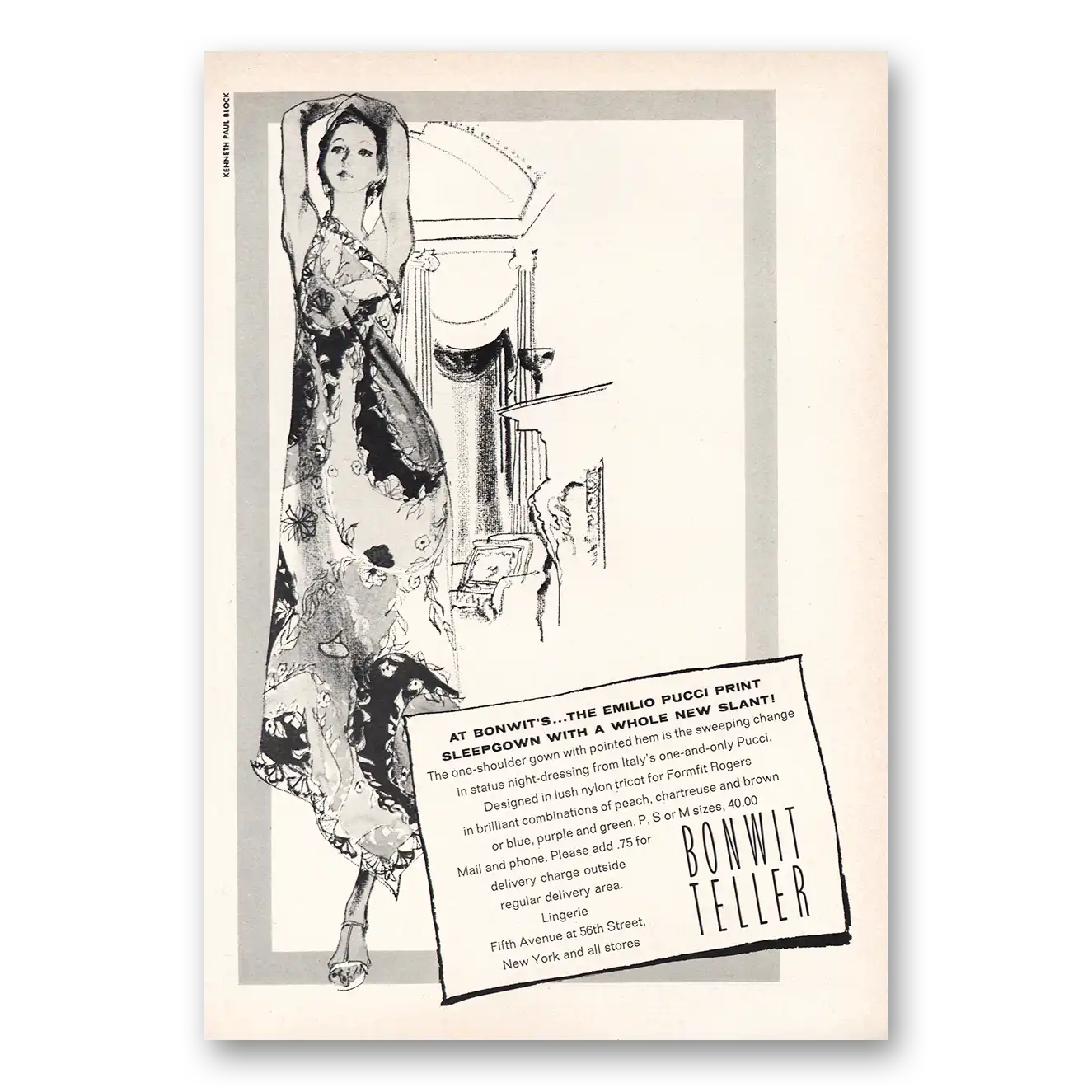 1970 Bonwit Teller Emilio Pucci Prints Vintage Magazine Print Ad