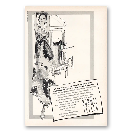 1970 Bonwit Teller Emilio Pucci Prints Vintage Magazine Print Ad