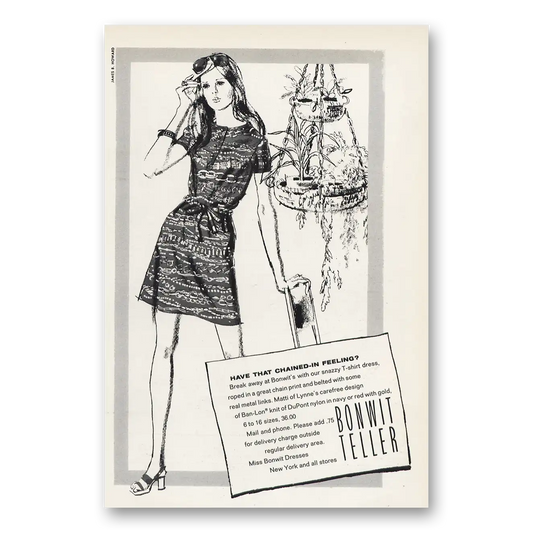 1970 Bonwit Teller Have That Chained In Feeling Vintage Magazine Print Ad