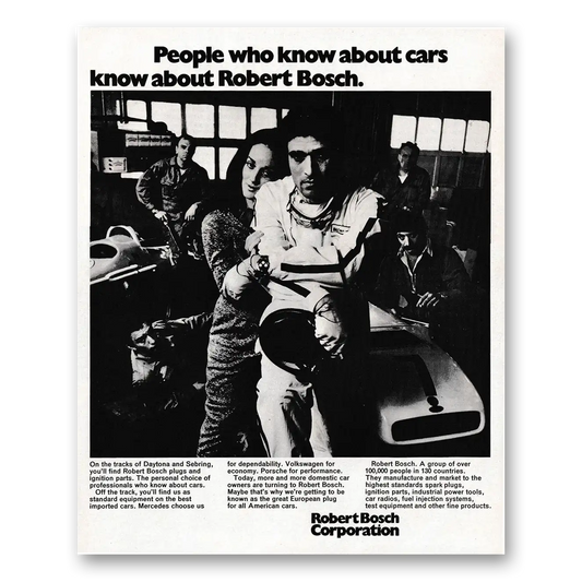 1970 Robert Bosch People Who Know About Cars Vintage Magazine Print Ad