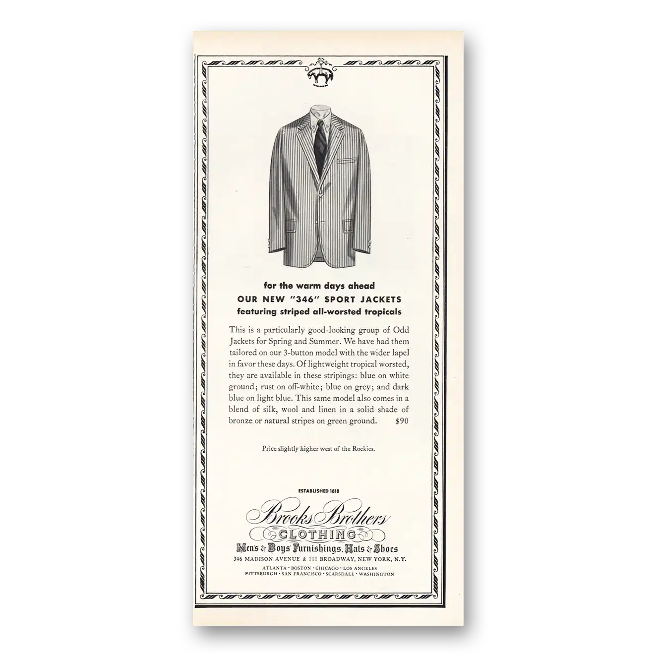 1970 Brooks Brothers Sport Jackets Vintage Magazine Print Ad