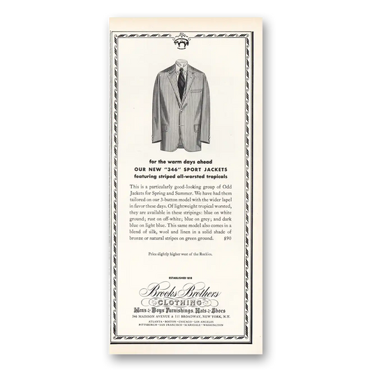 1970 Brooks Brothers Sport Jackets Vintage Magazine Print Ad