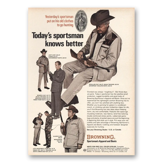 1970 Browning Arms Todays Sportsman Knows Better Vintage Magazine Print Ad