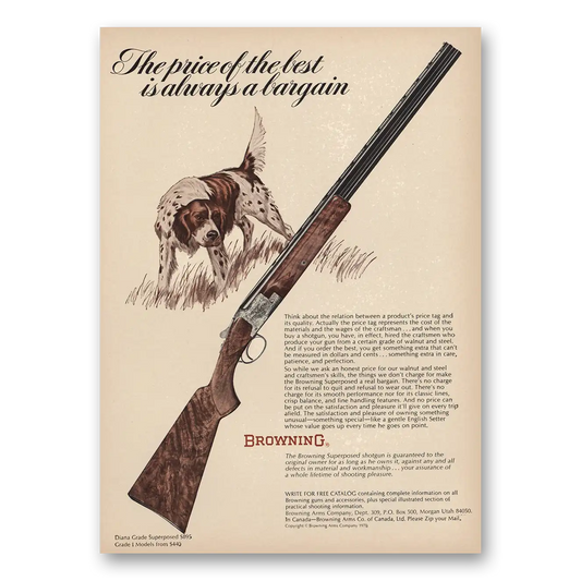 1970 Browning Arms Price of the Best Always a Bargain Vintage Magazine Print Ad