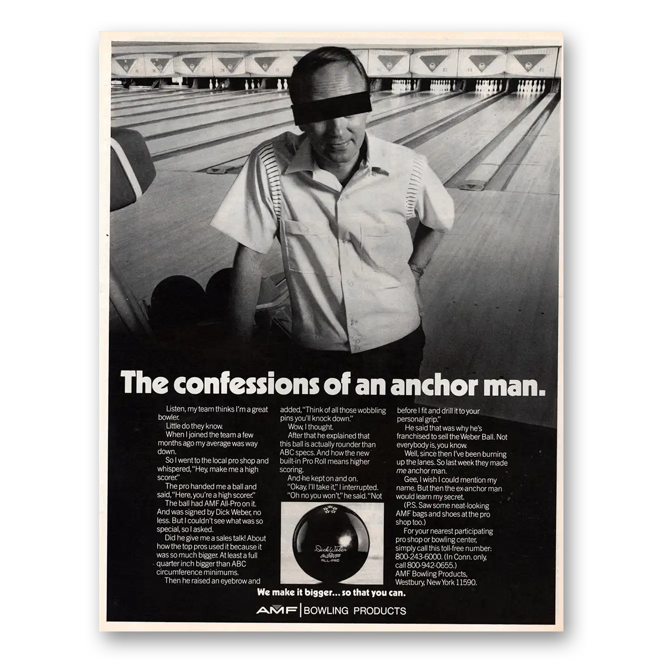 1970 Brunswick Bowling Balls Confessions of An Anchor Man Vintage Magazine Print Ad