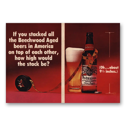 1970 Budweiser Beer Stacked Beechwood Aged Beers Vintage Magazine Print Ad