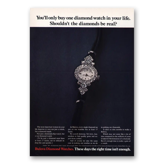 1970 Bulova Watch Buy One Diamond Watch In Your Life Vintage Magazine Print Ad