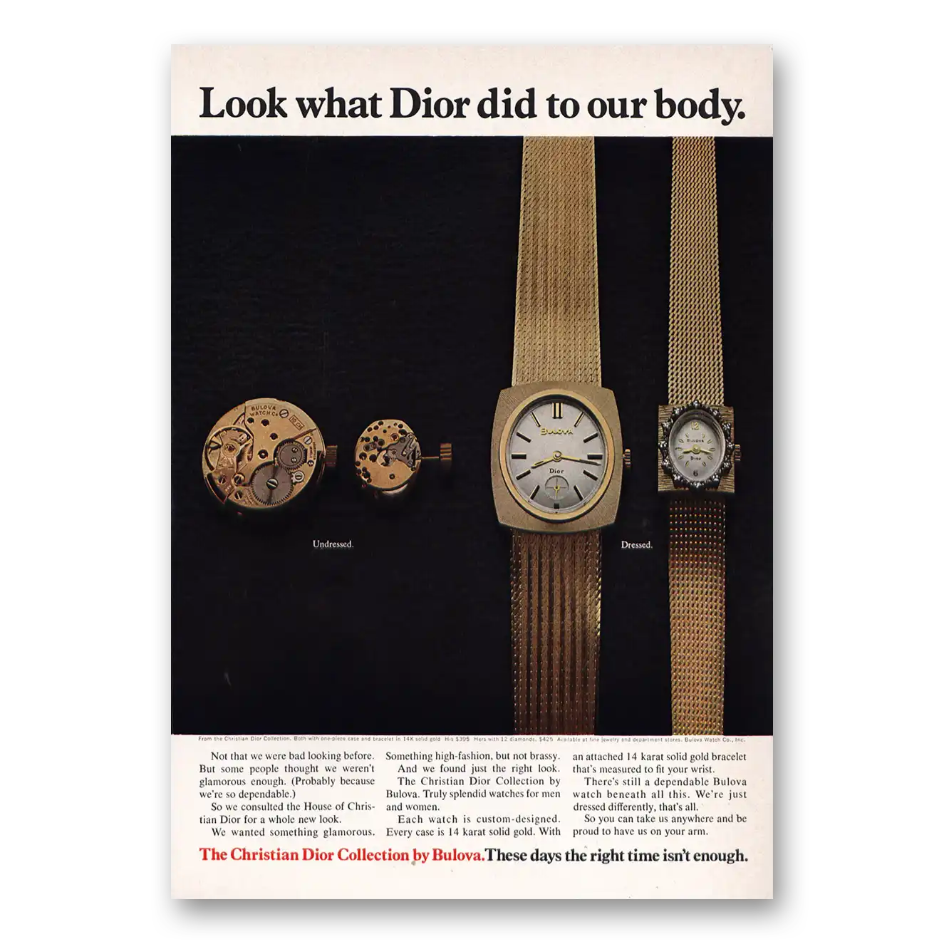 1970 Bulova Watch Look What Dior Did To Our Body Vintage Magazine Print Ad